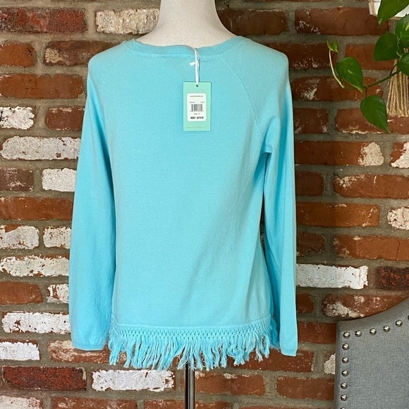 Sail To Sable Sweater Flattered in Fringe Aqua Blue size small - Picture 4 of 6